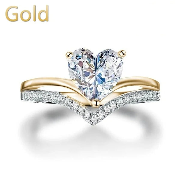 Sparkling Heart Ring Set
