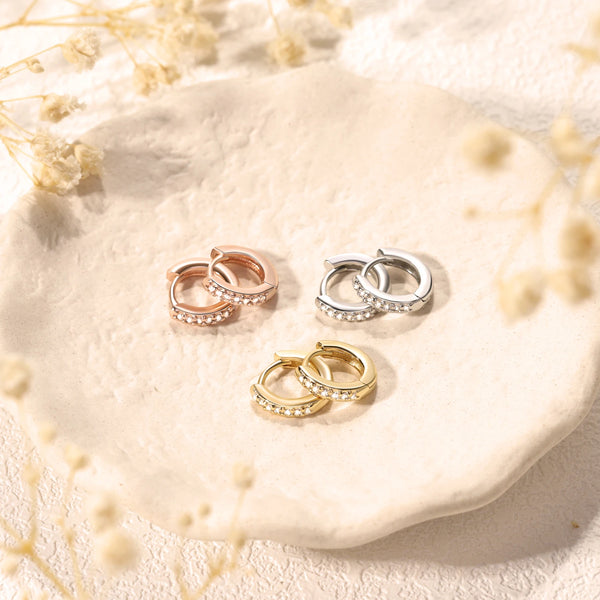 Sparkling Zircon Hoop Earrings